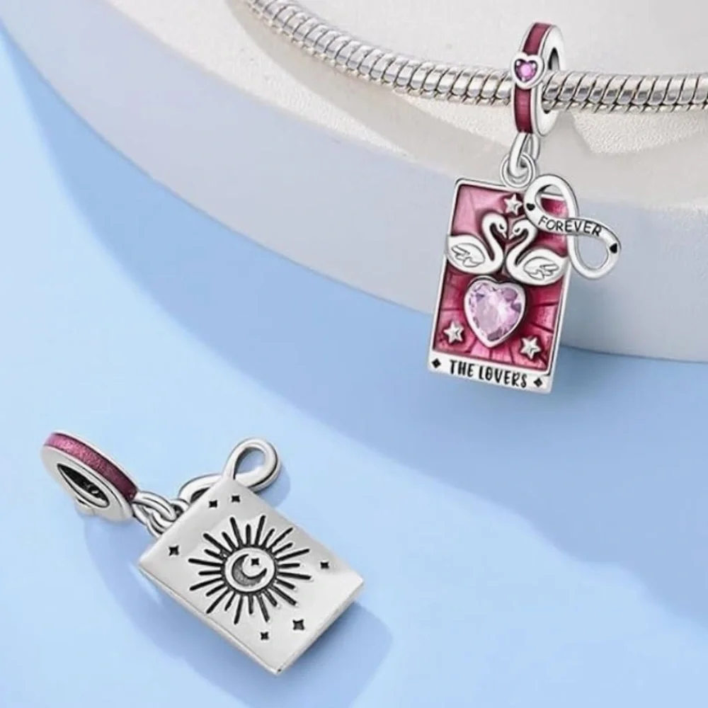 The Lovers card tarot charm Sterling silver fits all Panda bracelets, necklaces
